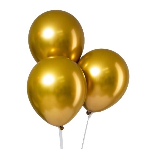 фото Шар латексный 9" "хром", металл, набор 100 шт, цвет золотой 4986397 leti