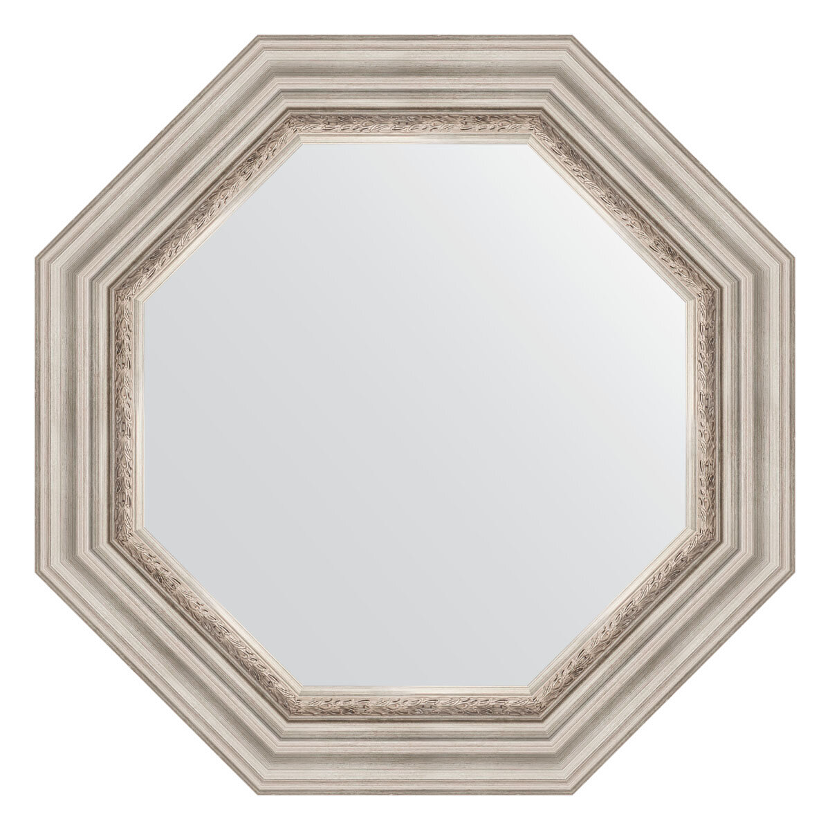 Зеркало настенное Octagon EVOFORM в багетной раме римское серебро 61х61 см для гостиной прихожей кабинета спальни и ванной комнаты BY 7342