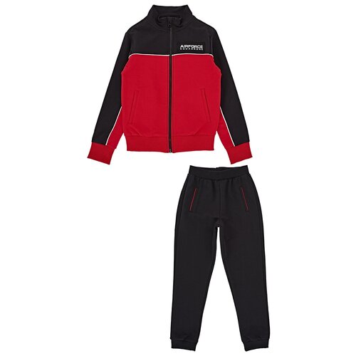 Спортивный костюм для мальчика Mini Maxi, модель 7235, цвет черный/красный, размер 128