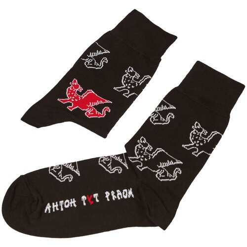 фото Носки st. friday в поисках красного грифона, размер 42-46, черный/красный/белый
