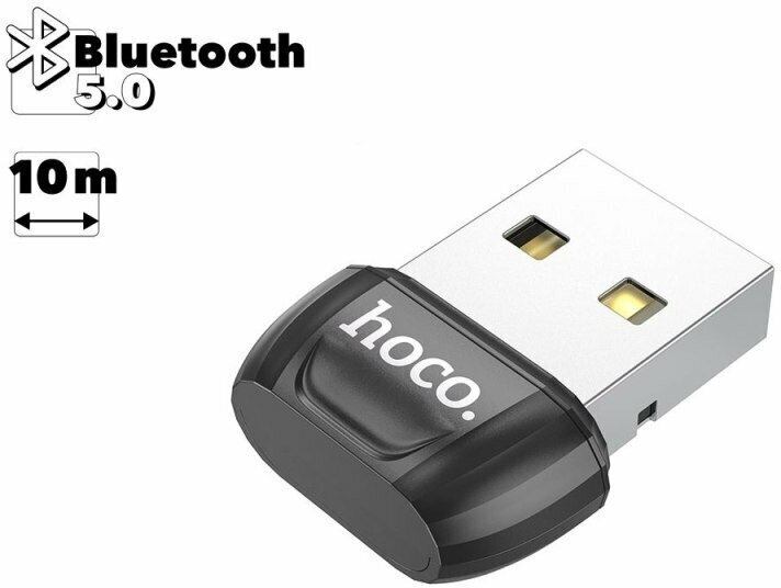 Bluetooth передатчик, Hoco, USB-Bluetooth 5.0 адаптер, черного цвета