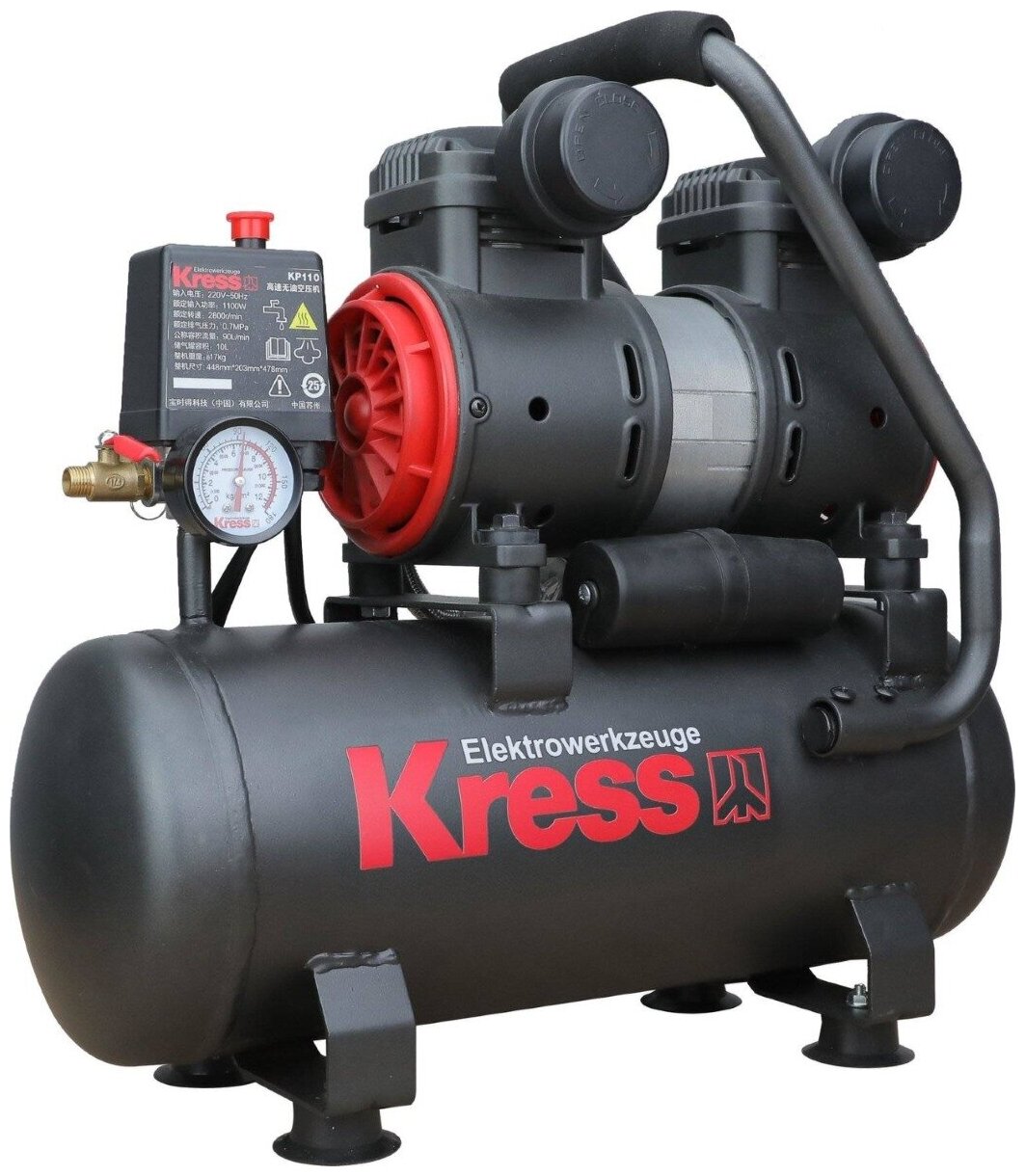 Компрессор безмасляный Kress KP110, 10 л, 1.1 кВт