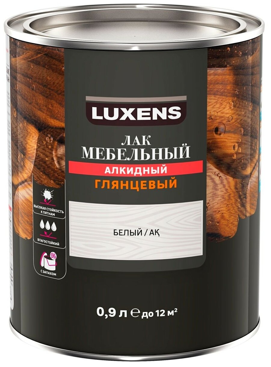 Лак для мебели Luxens алкидный цвет белый глянцевый 0.9 л