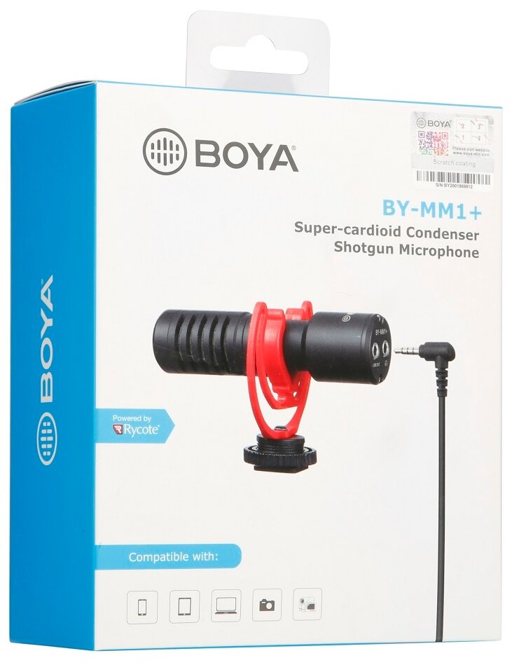 Микрофонный комплект BOYA BY-MM1+, разъем: mini jack 3.5 mm, черный, 1 шт - фото №4