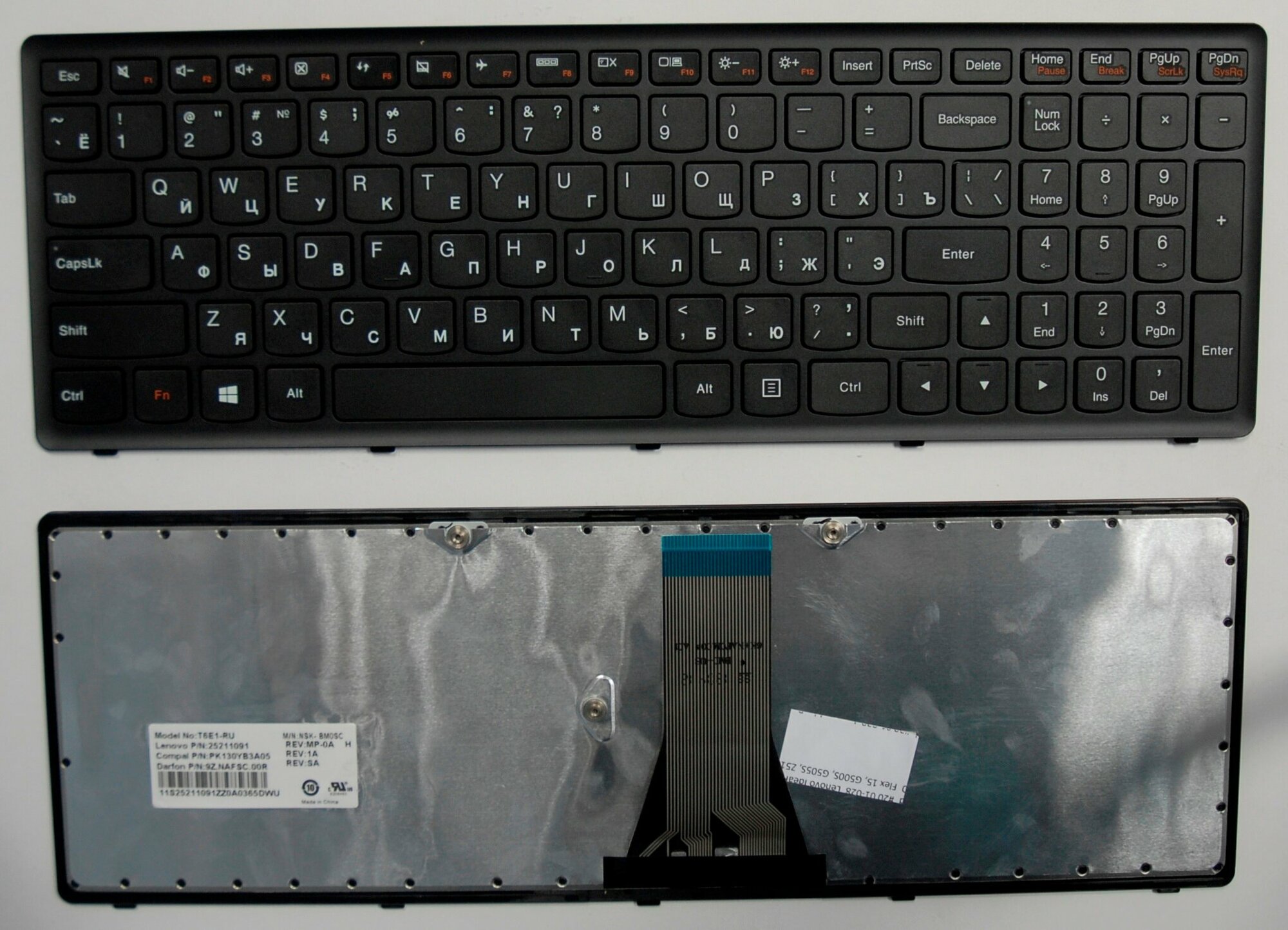 Клавиатура для ноутбука Lenovo IdeaPad Flex 15 G500S G505S S500 S510 Z510 черная рамка черная