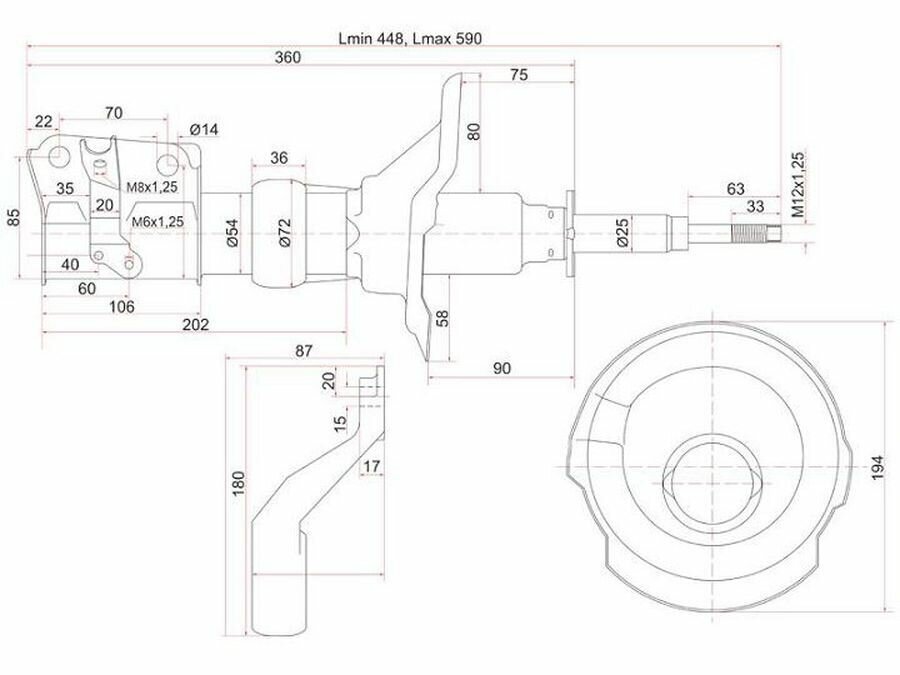 ST51606S7AN06 SAT Стойка передняя (болт D-14) HONDA STREAM 00-06 LH