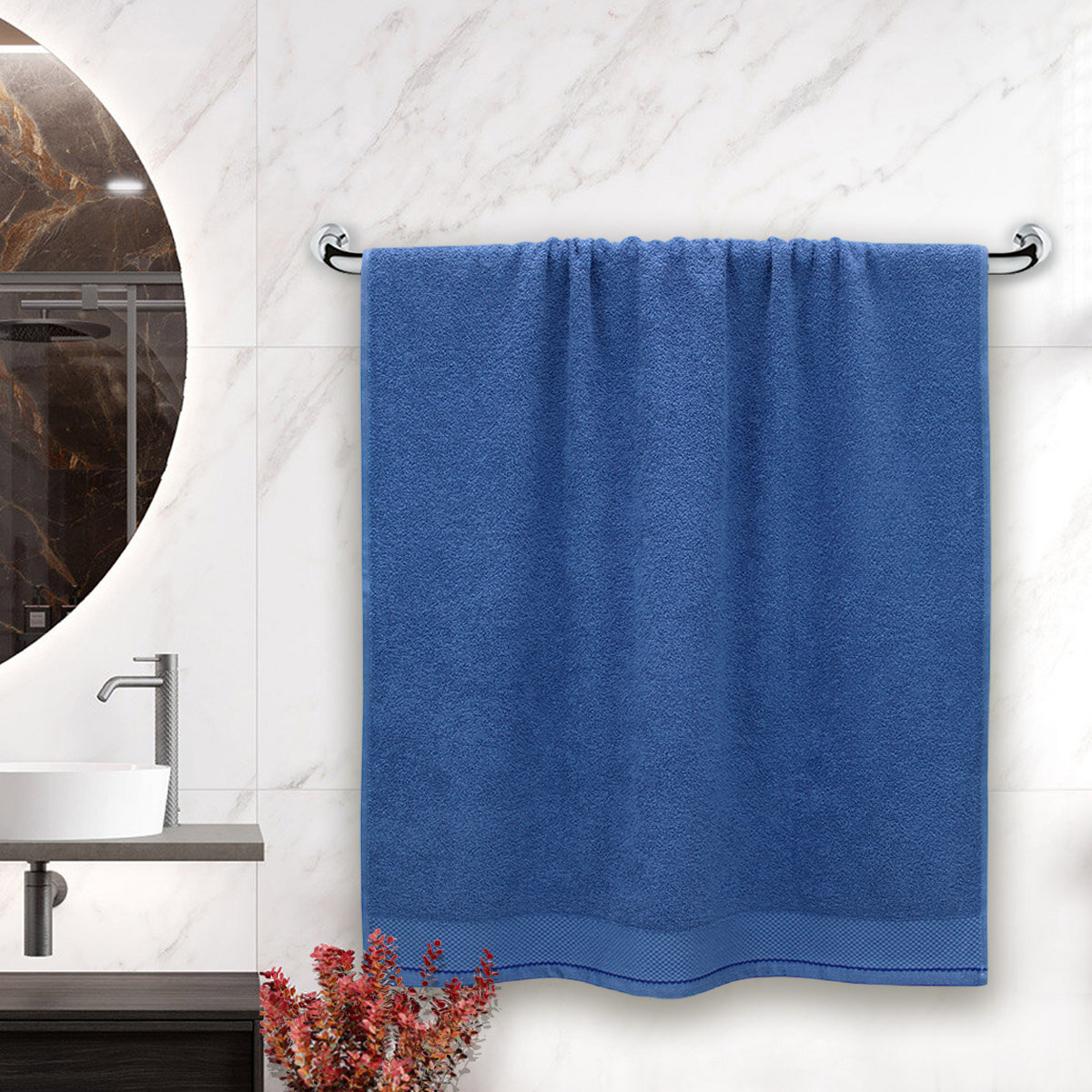 Банное махровое полотенце Босфор XL 100х150, цвет синий, 1 шт - фотография № 2