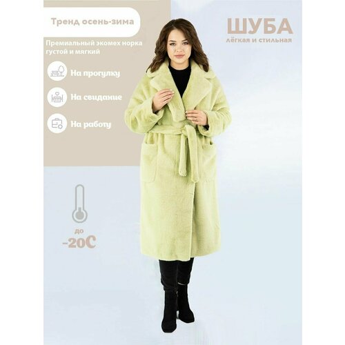 фото Шуба prima woman, размер xl, зеленый