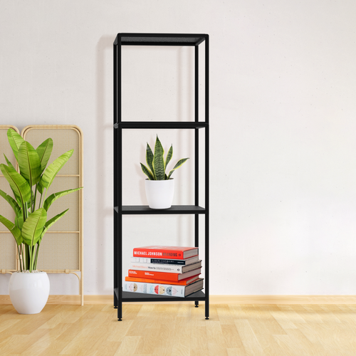 Стеллаж этажерка широкий в стиле ЛОФТ 4 полки 60х60x185 см Чёрный Delta-Loft 8303₽