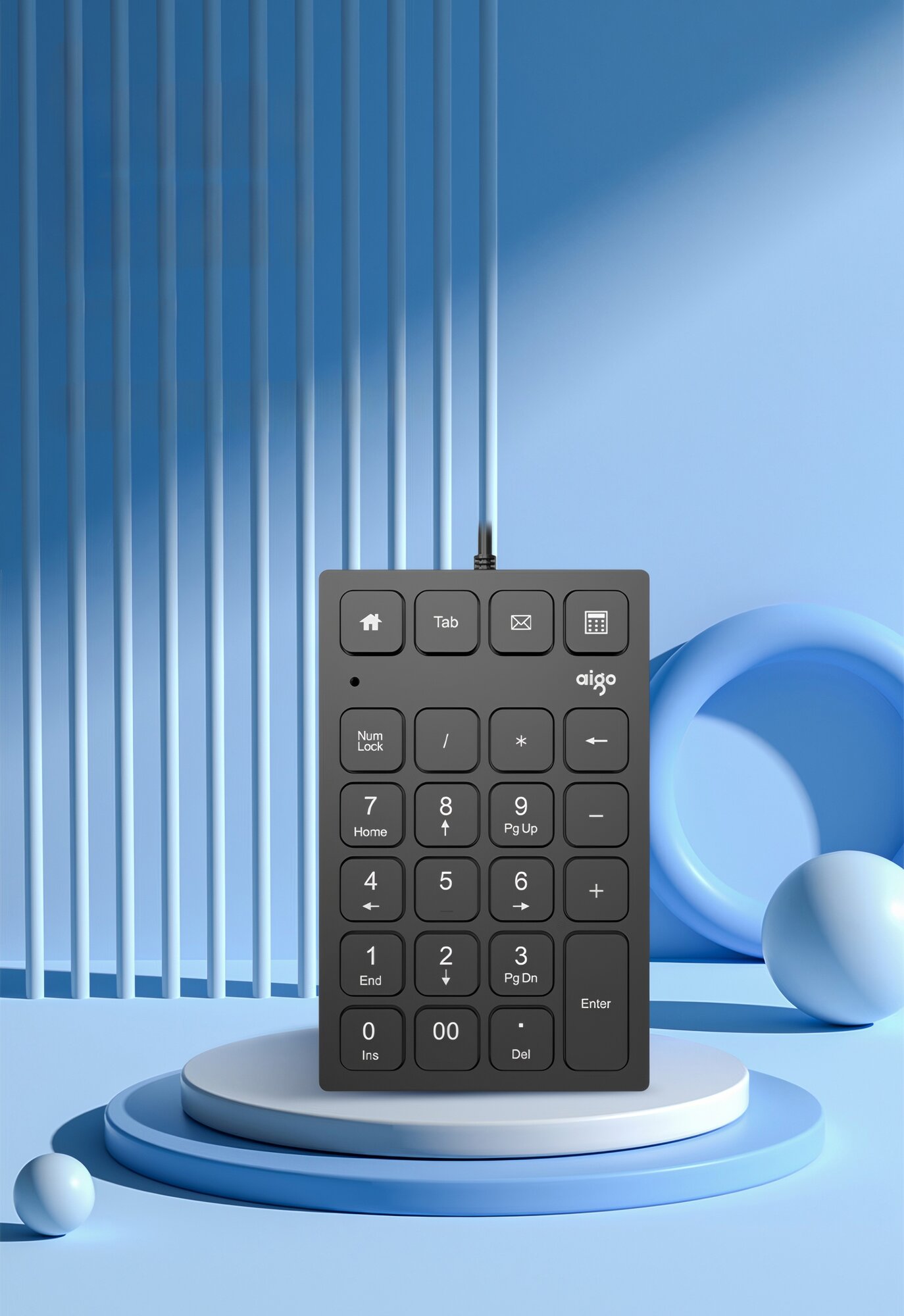 Проводной цифровой блок клавиатуры Aigo Slim Keypad Numpad N28 черный космос — фото 1