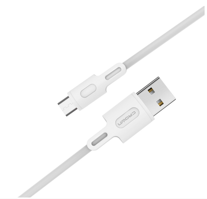 Кабель micro USB Crown CMCU-003M, провод micro USB, белый, 1 м, USB 2.0, 5В/2А, до 480 Мбит/сек, ТЭП.