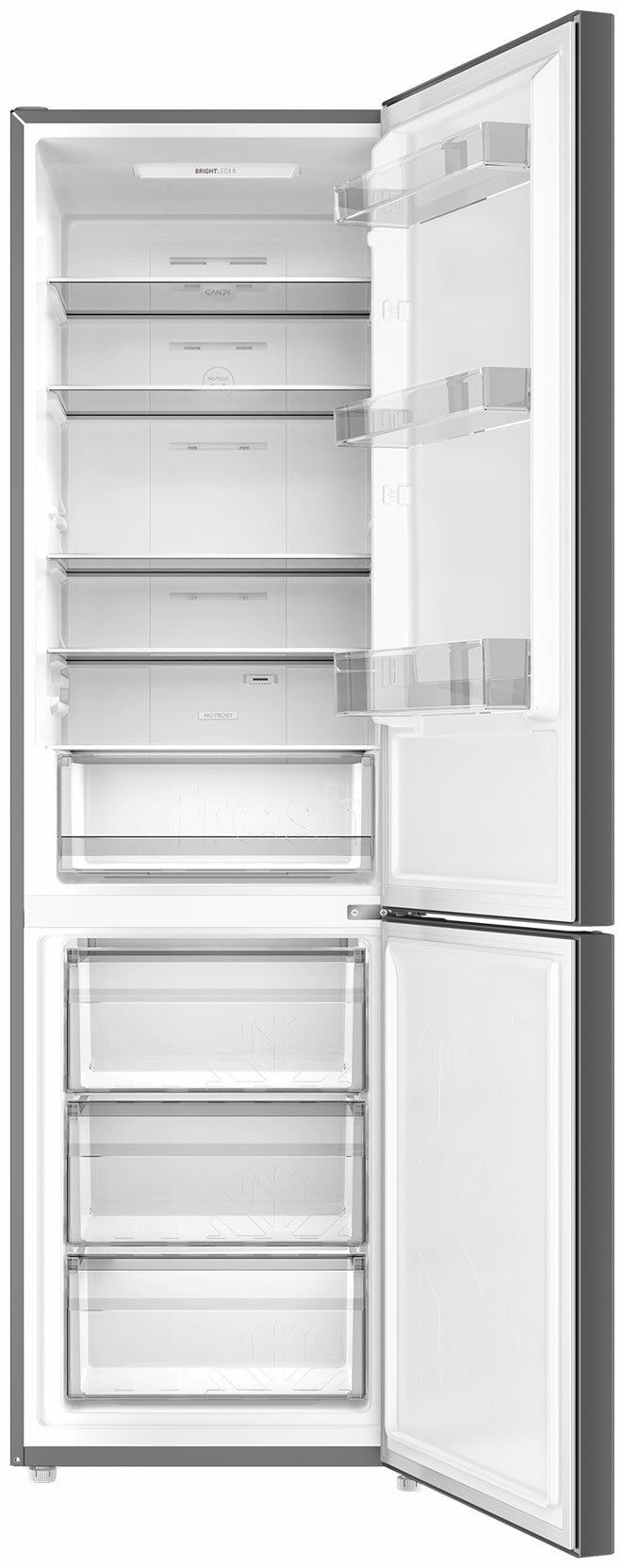 Двухкамерный холодильник Candy NO FROST PLUS+ CCRN6200SD No frost, серебристый — фото 1
