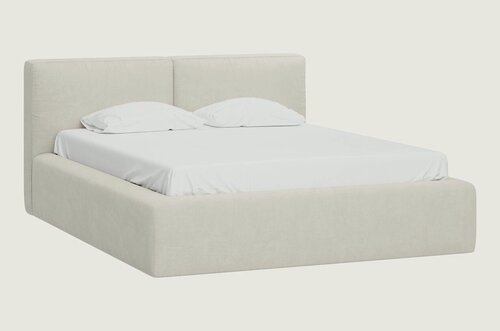 Изображение товара Кровать двуспальная с подъемным механизмом, 180x200 Divan.ru Фостер Шенилл Молочный 233x206x94 см, велюр, Молочный