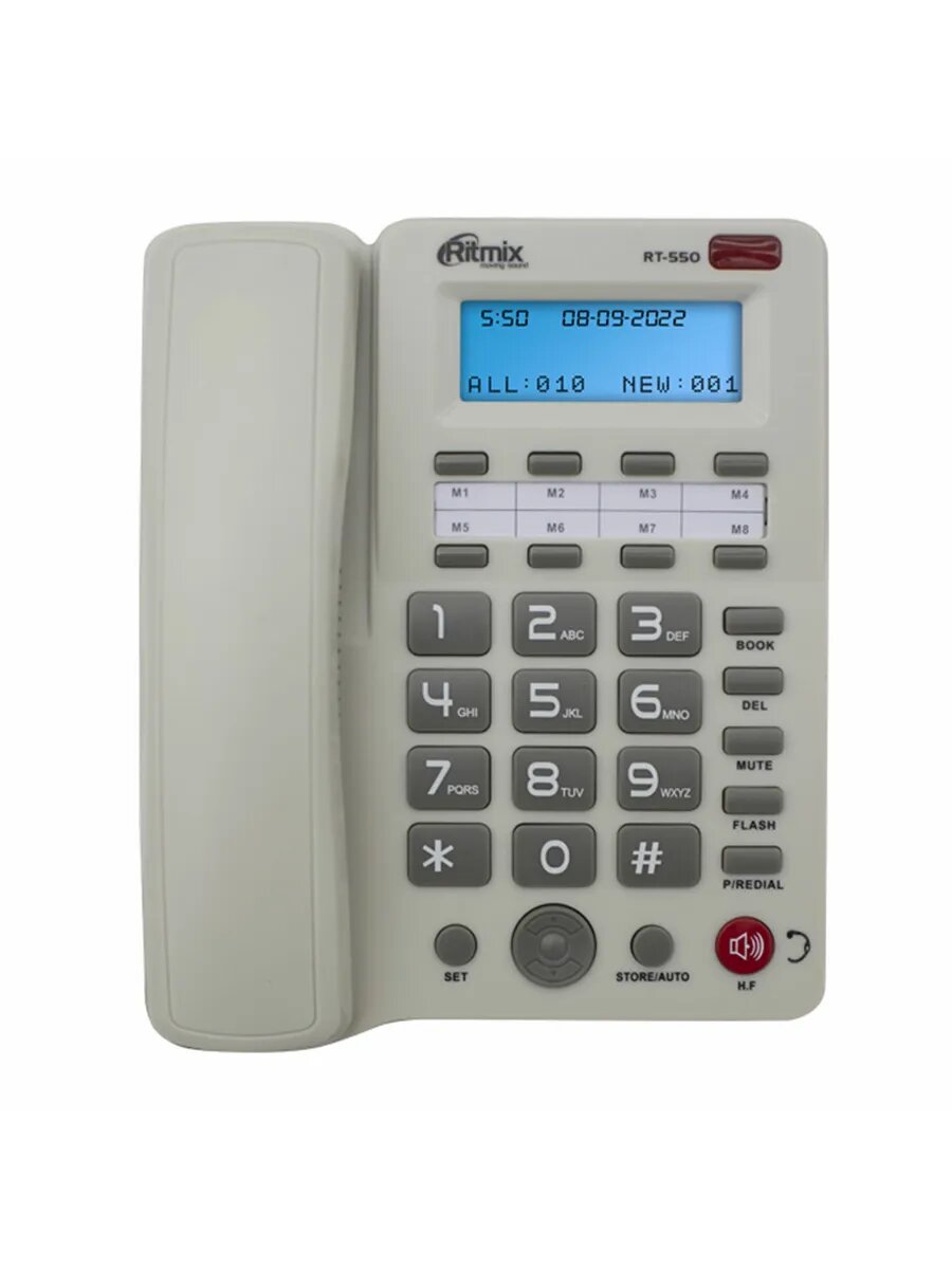 Телефонrt-550 white, аон, спикерфон, память 100 номеров, тон