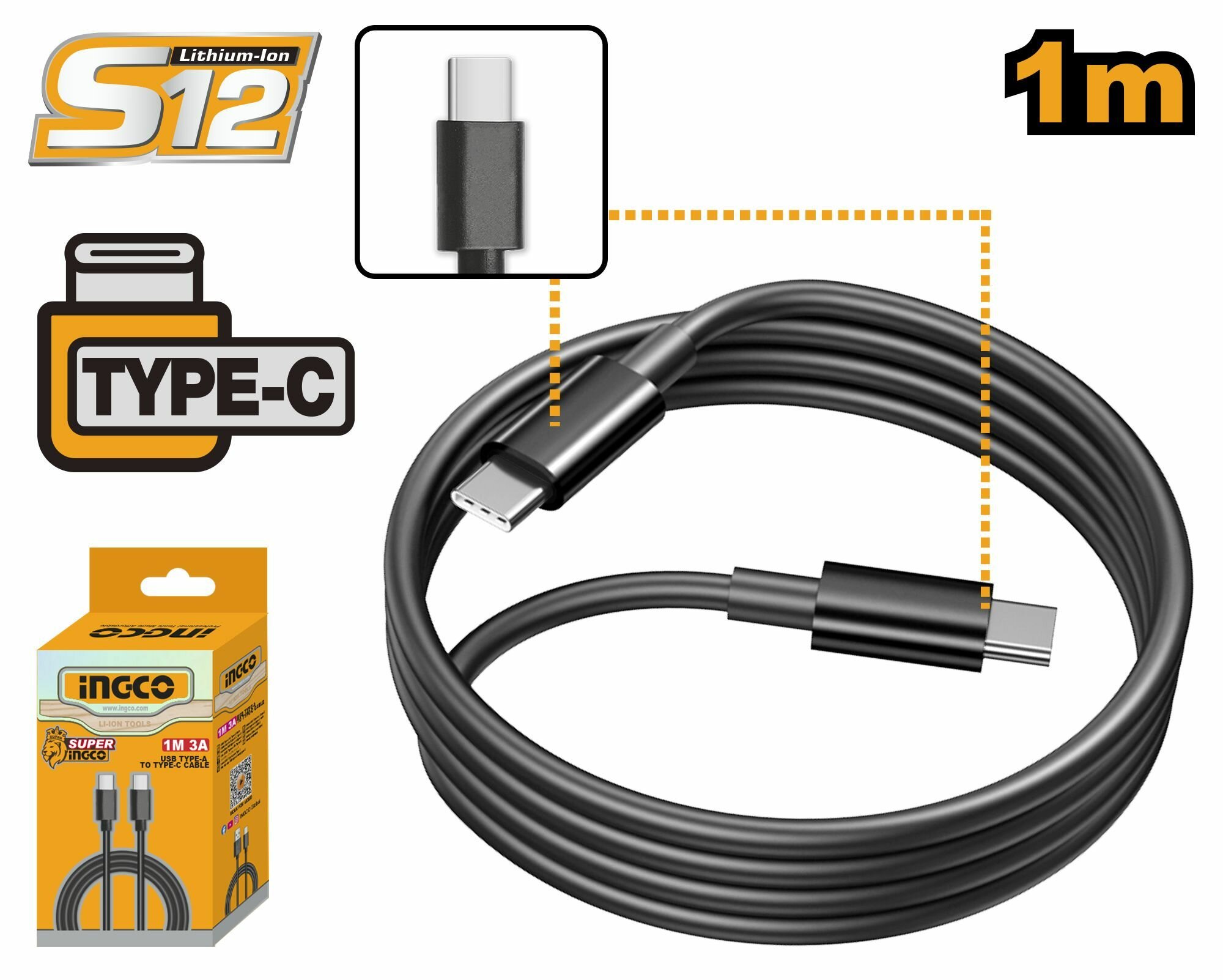 Кабель для зарядки TypeC  TypeC INGCO IUCC02 1 м