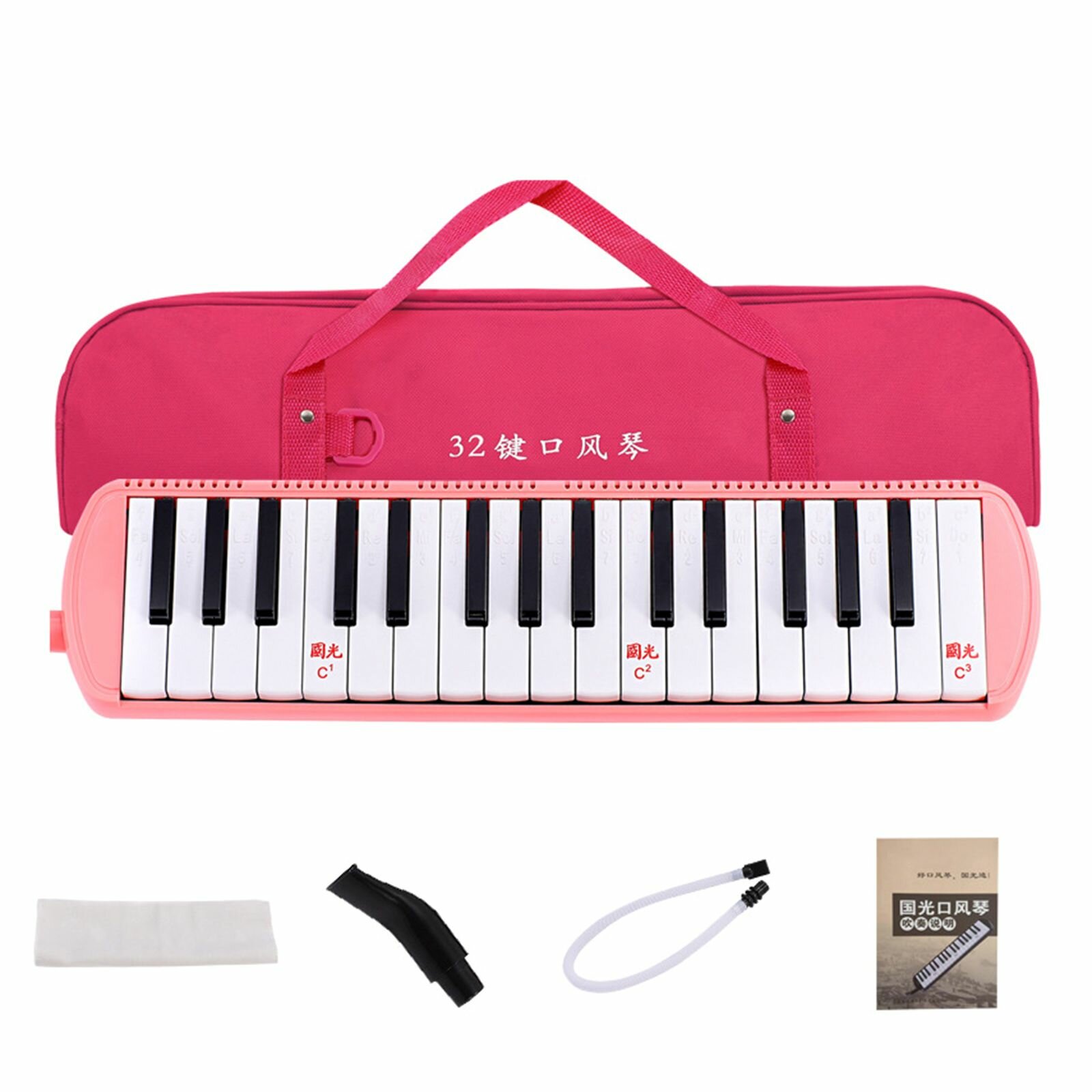 Воздушное пианино с 32 клавишами Melodica Instrument Keyboard мягкими длинными трубками, короткими мундштуками и сумкой для переноски детей