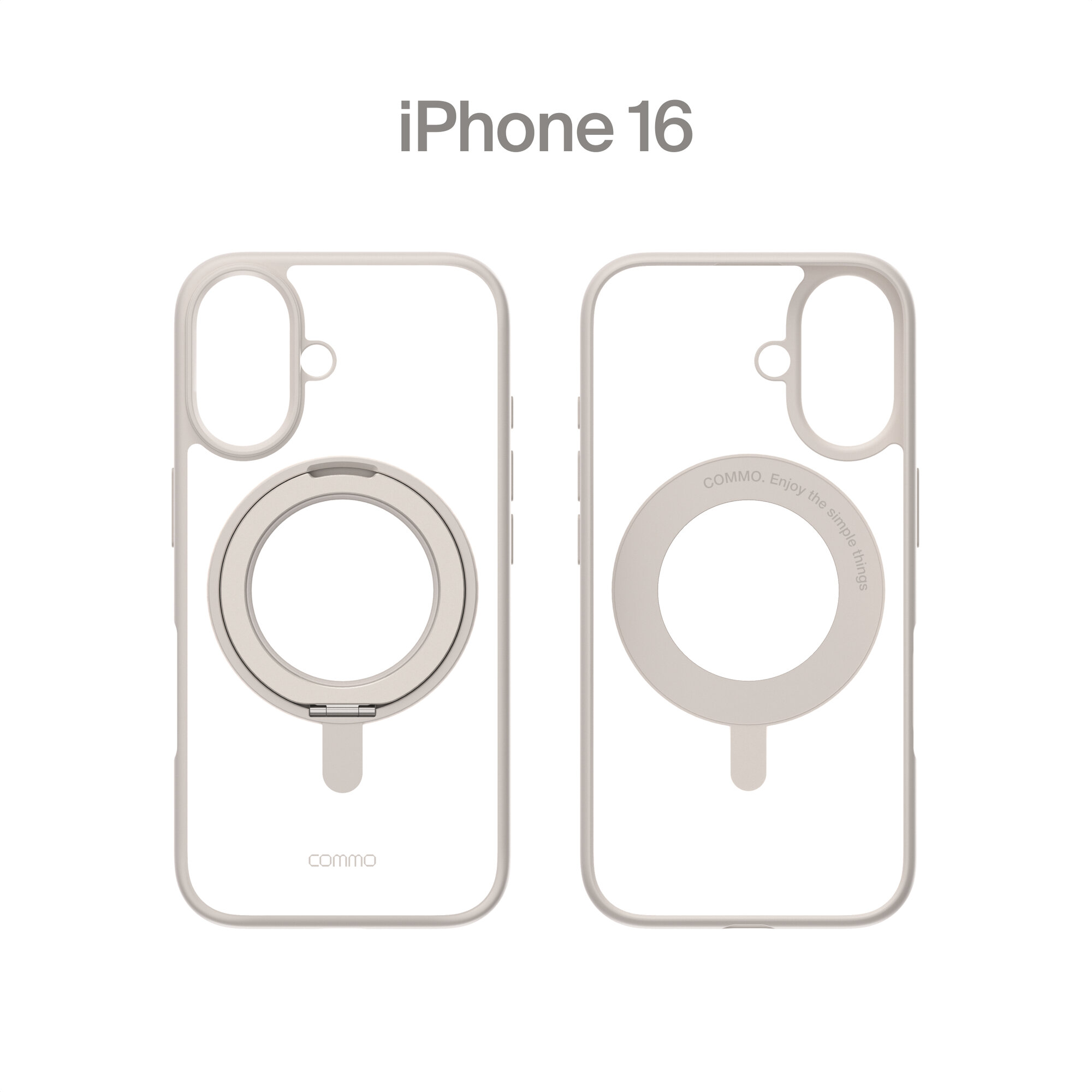 Чехол COMMO Hoop для Apple iPhone 16, с держателем-кольцом, Linen ...