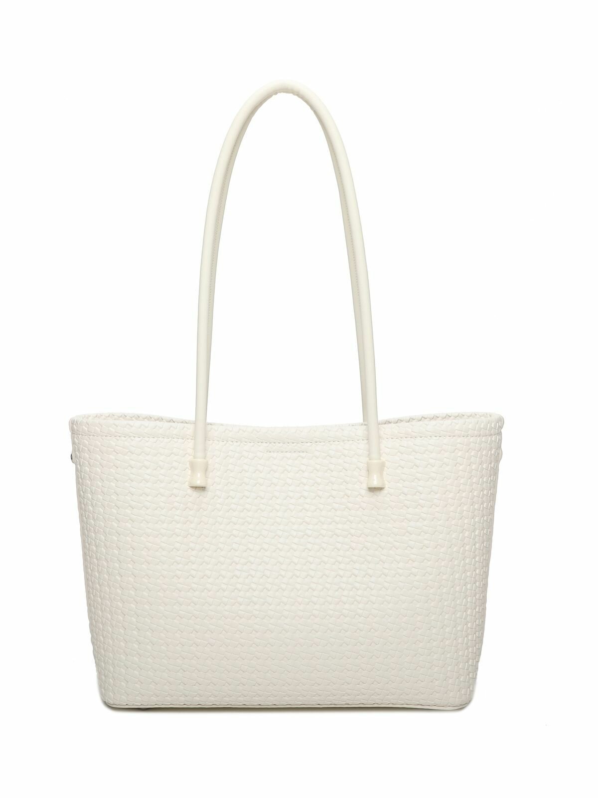 Сумка шоппер kari, фактура плетеная, матовая, белый — фото 1