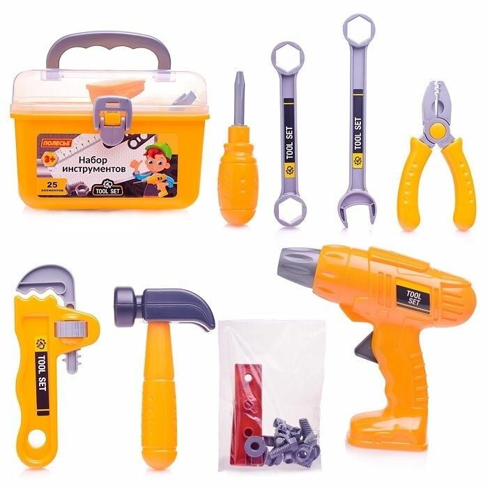 Набор игрушечных инструментов Полесье №27, 25 элементов, в чемоданчике (92410)