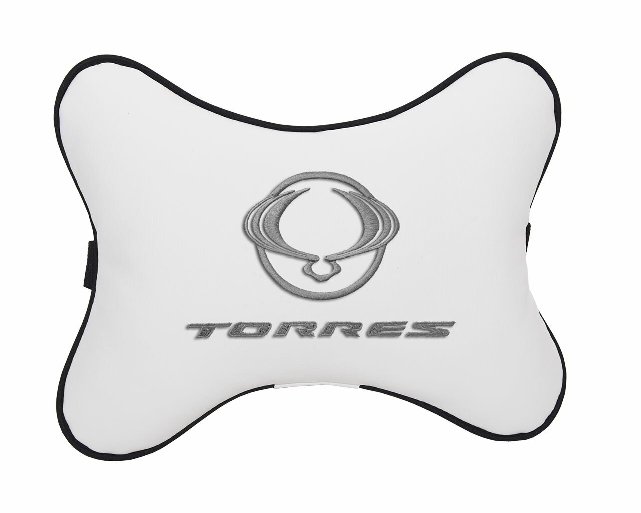 Подушка на подголовник автомобильная белая экокожа SSANG YONG Torres