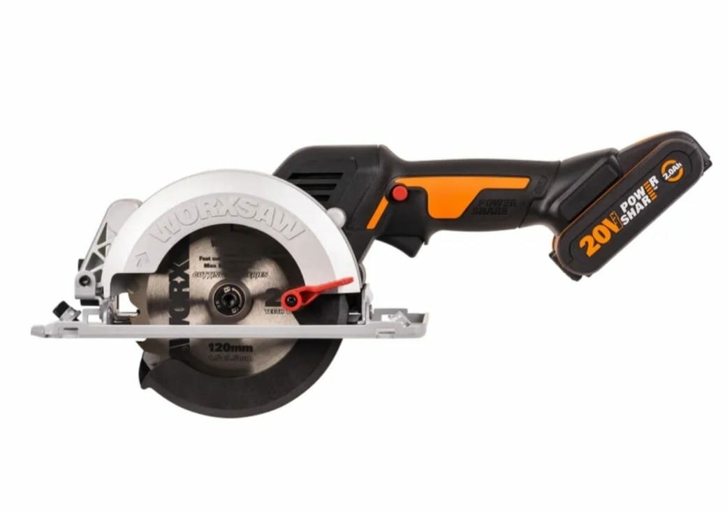Циркулярная мини-пила аккумуляторная WORX WX531, 20В, 120мм, 2Ач х2, ЗУ 2А