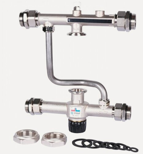 Изображение товара Насосно-смесительный узел с термостатическим клапаном 30-60°C, без насоса, STOUT SDG-0120-007000