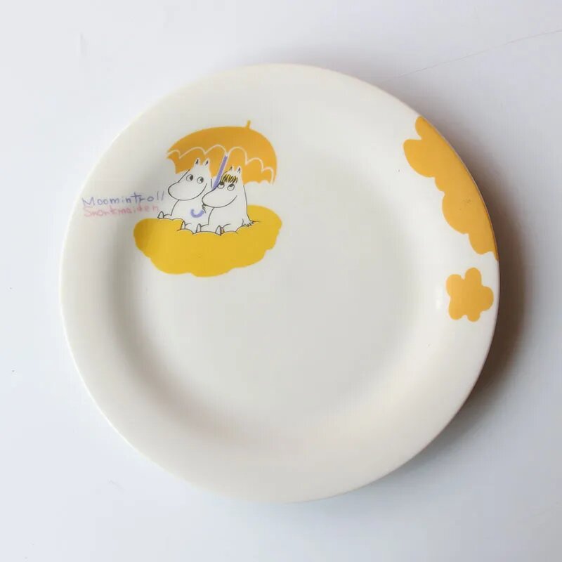 Набор керамических тарелок Moomin - Желтая круглая тарелка для повседневных обедов и подачи еды