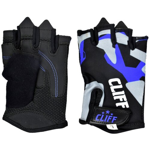 Перчатки для фитнеса CLIFF FG-002, чёрно-синие, р. S