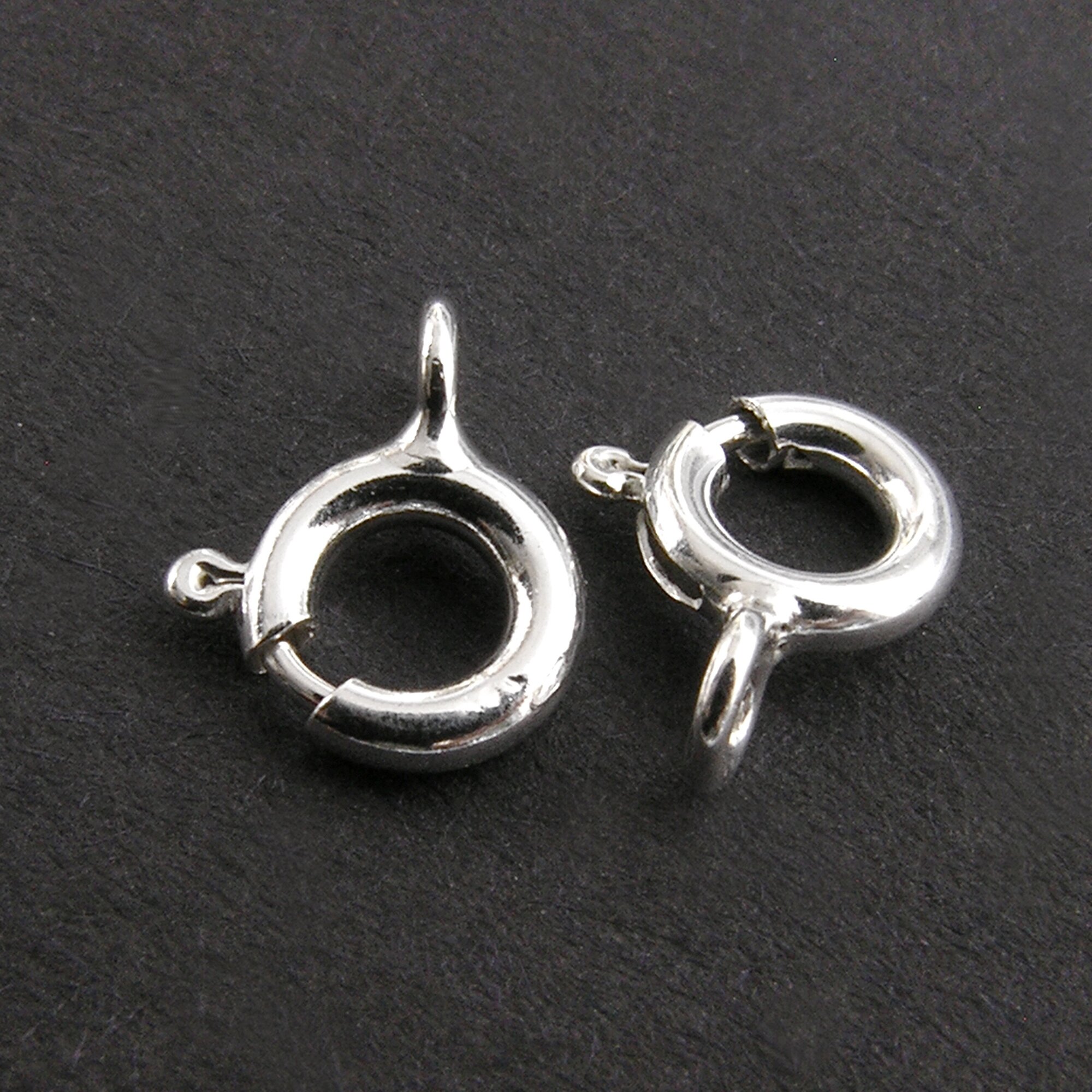 Застежка замок кольцо шпрингельный Sterling Silver 6 мм (1 шт) для бижутерии, бисероплетения, браслетов, бус