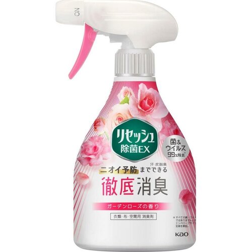 KAO RESESH EX Спрей антибактериальный дезодорирующий для одежды и белья, аромат садовых роз, бутылка с пульверизатором 370мл