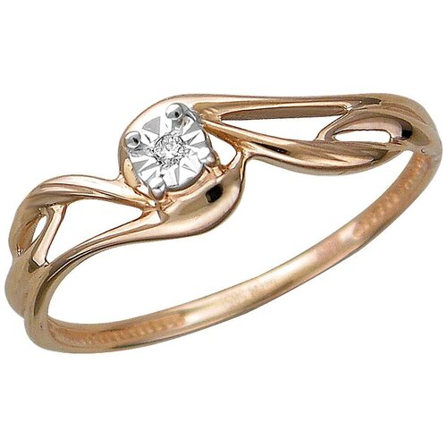фото Эстет кольцо с 1 бриллиантом из комбинированного золота 01к6612259, размер 17