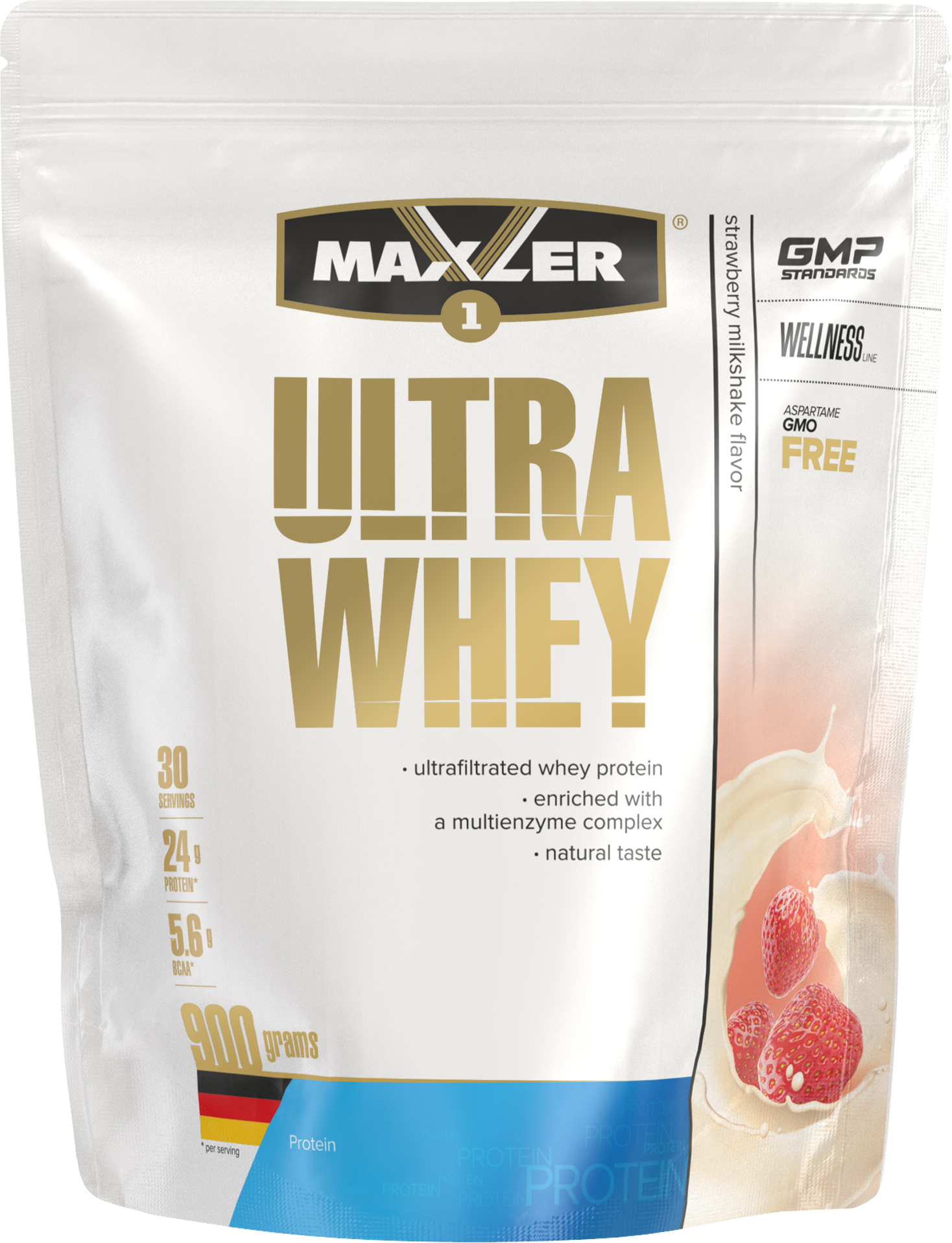 Протеин Maxler Ultra Whey 900 гр. - Клубничный молочный коктейль