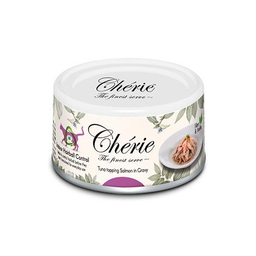 Влажный корм для кошек Pettric Cherie Hairball Formula, тунец с лососем, для выведения шерсти, 80 г, 1 шт.