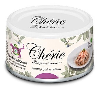 Влажный корм для кошек Pettric Cherie Hairball Formula, тунец с лососем, для выведения шерсти, 80 г, 1 шт.