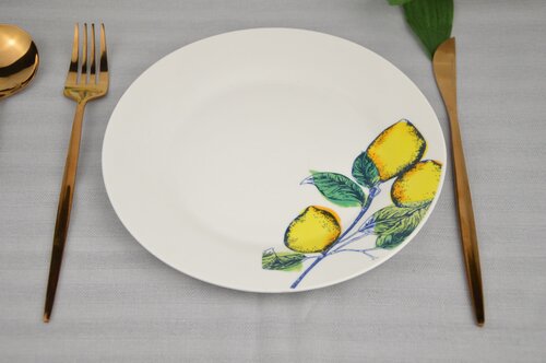 Набор тарелок, 12 шт / Тарелка обеденная, 20 см, Лимон, ТМ BONAFFINI