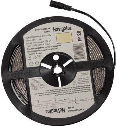 Лента светодиодная LED NAVIGATOR 4.8Вт IP20 12В