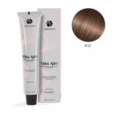 ADRICOCO Miss Adri крем-краска для волос с кератином, 9.12 Очень светлый блонд пепельный перламутр