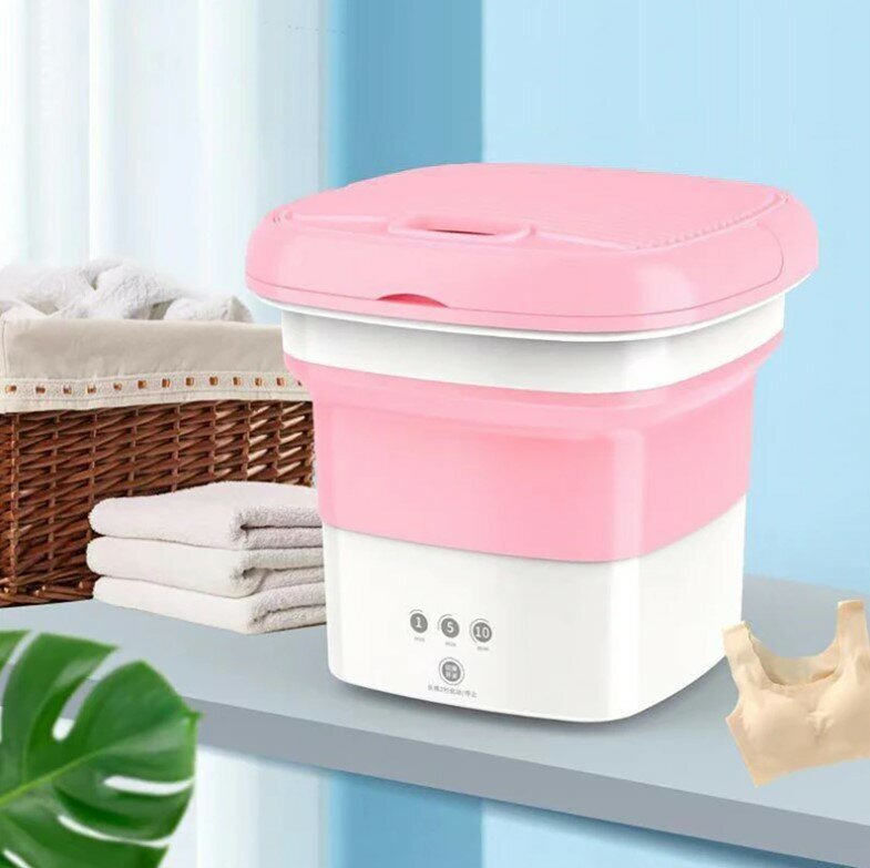 Портативная стиральная мини машинка, розовая - фотография № 1