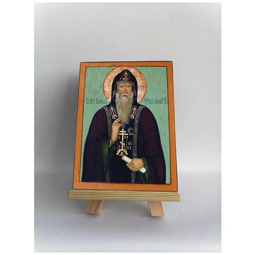 Освященная икона на дереве ручной работы - Святой Варлаам Хутынский, 15х20х3,0 см, арт Б0273