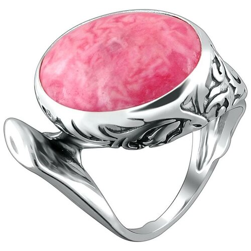 Кольцо Эстет, серебро, 925 проба, чернение, лабрадорит, размер 18.5, розовый
