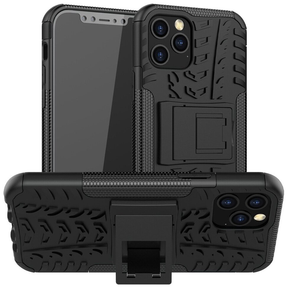 Чехол-бампер MyPads для iPhone 12 Pro Max противоударный усиленный ударопрочный черный