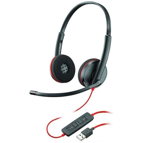 Наушники с микрофоном Plantronics Blackwire C3220, черный/красный