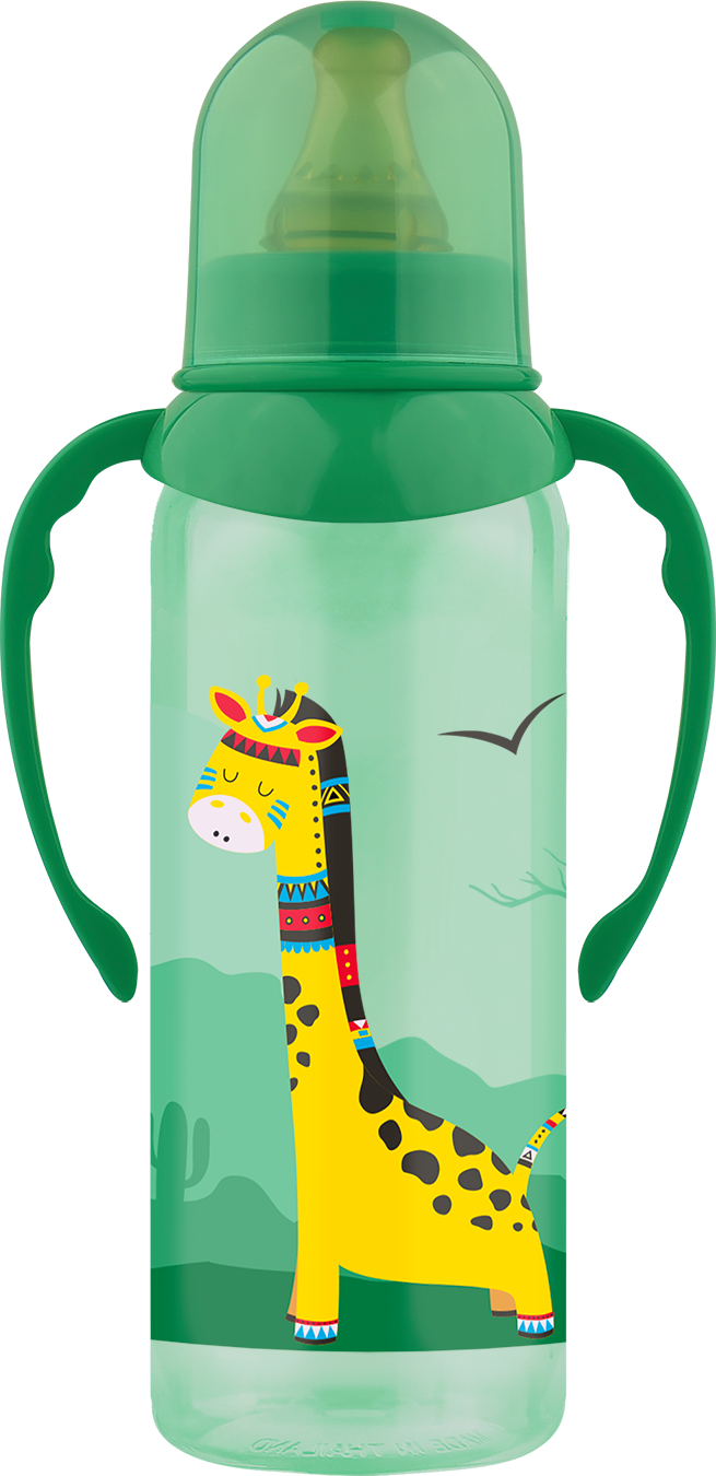 Бутылочка Lubby Веселые животные С ручками полипропилен с рождения, 250 мл, цвет: сиреневый - фото №12