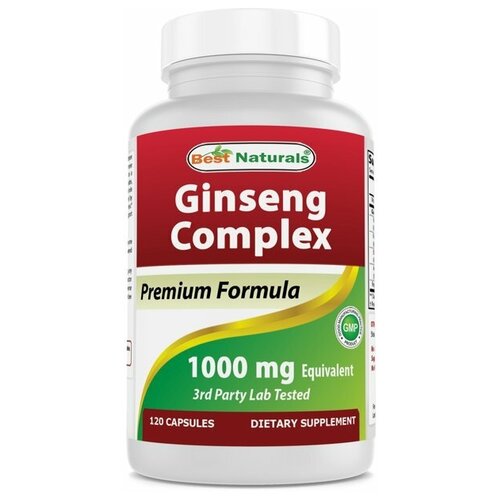 Best Naturals, Ginseng Complex 1000 мг, 60 капсул Активное долголетие женьшень