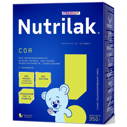Смесь Nutrilak Premium Соя, с рождения, безлактозная, 350 г