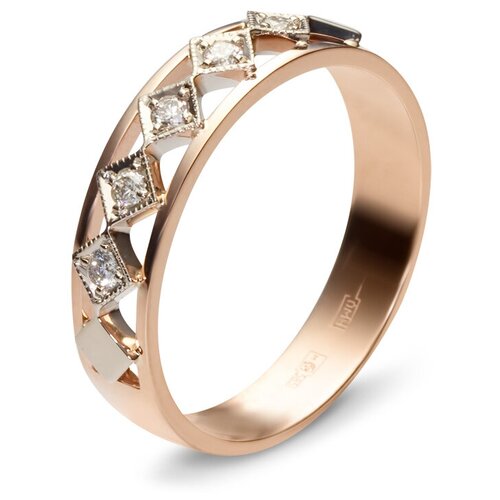 фото Эстет кольцо с 5 бриллиантами из комбинированного золота 01к664815, размер 17