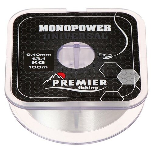 фото Леска preмier fishing monopower universal, диаметр 0.4 мм, тест 13.1 кг, 100 м, прозрачная premier fishing