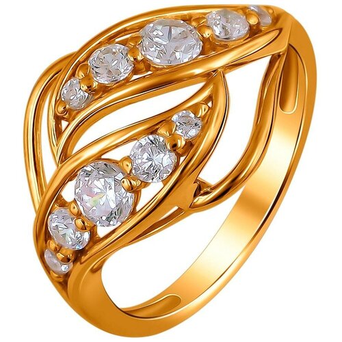 фото Эстет кольцо с 10 фианитами из серебра с позолотой 01к1510633а, размер 18