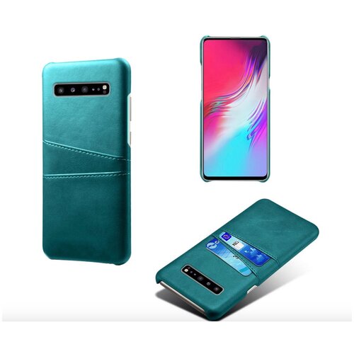 фото Чехол панель-накладка mypads для samsung galaxy s10e из качественной импортной кожи с визитницей с отделением для банковских карт мужской женский зеленый