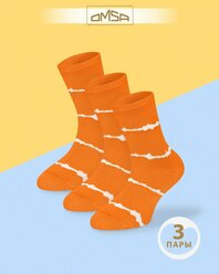 Носки детские OMSA kids Calzino 21P65, для мальчика, для девочки, с принтом, высокие, хлопок, набор 3 пары, цвет Arancio, размер 31/34